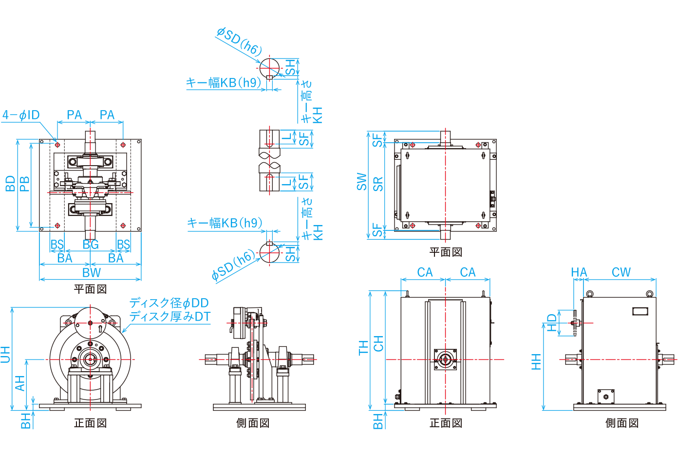 SUNTES Slim DC Electromagnetic Brakes for Sluice Gates dimensional drawing