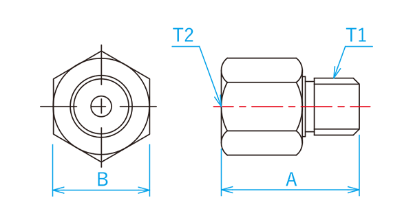 ブッシングの寸法図