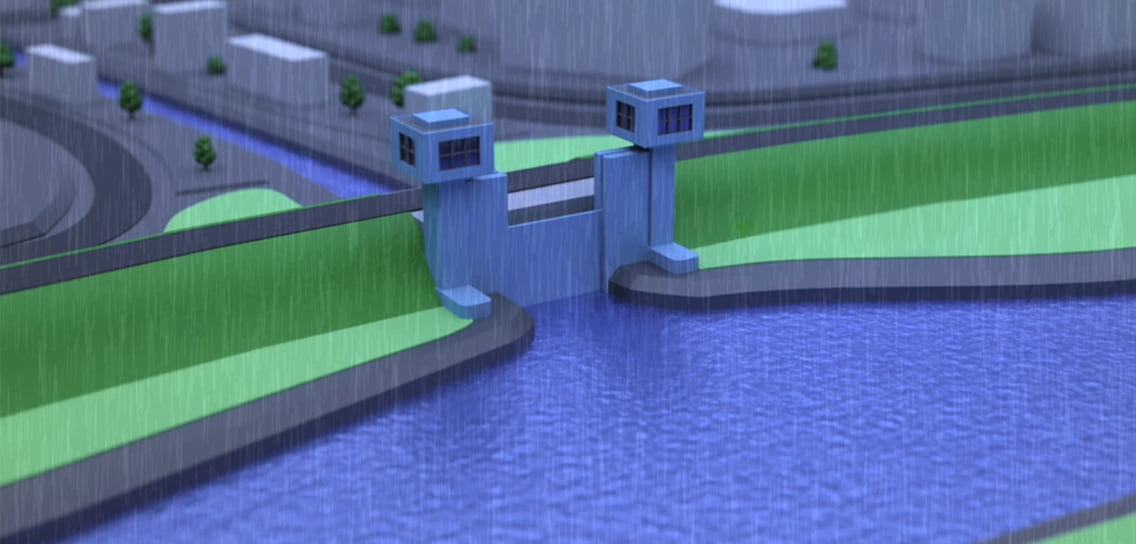 大雨時などの水門イメージ